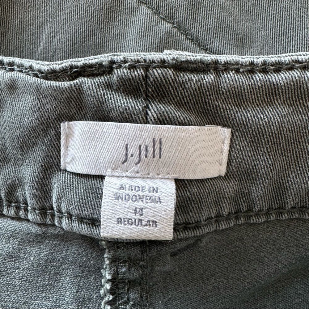 J Jill Extra Soft Waist Tie Wide Leg Cropped Pants in Green Size 14 - Picture 11 of 14